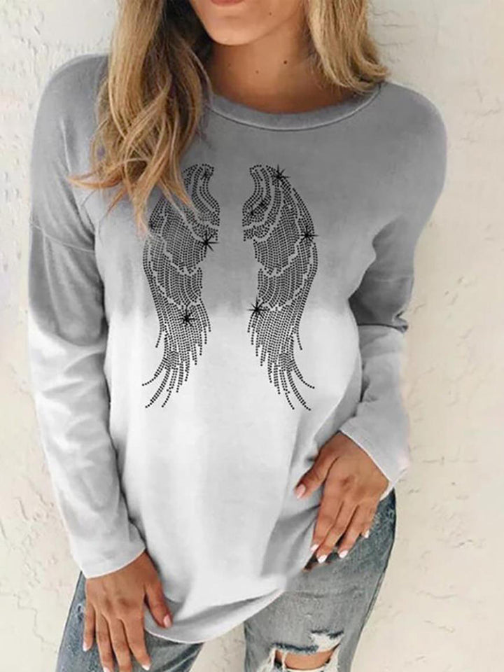Damen Langärmeliges Oversize-Sweatshirt mit abstraktem Aquarell-Mosaikprint Drune