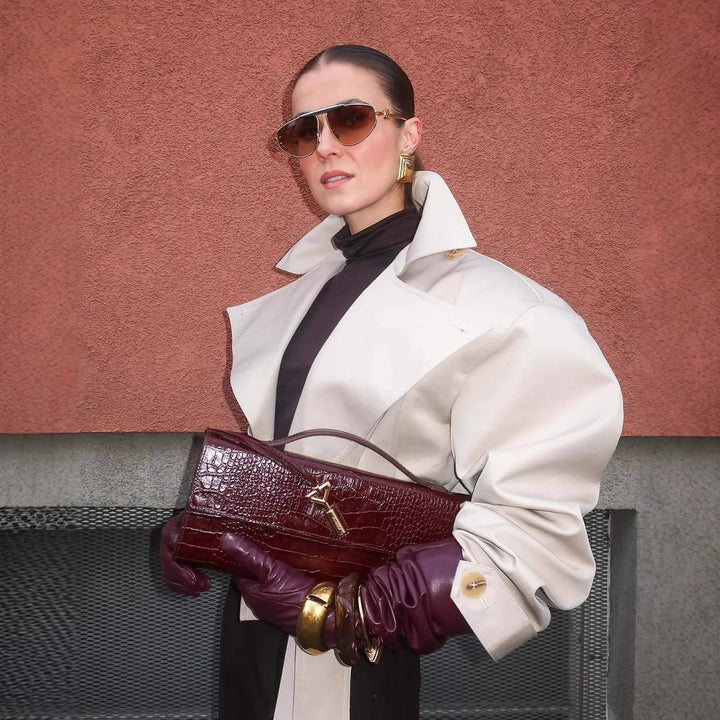 Damen stylischer Trenchcoat mit breitem Kragen und Gürteldetails Drune