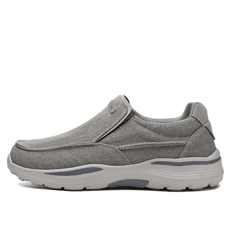 Herren leichte Slip-On Komfortfreizeitsneaker mit atmungsaktivem Canvas und stoßdämpfender Plateausohle Drune