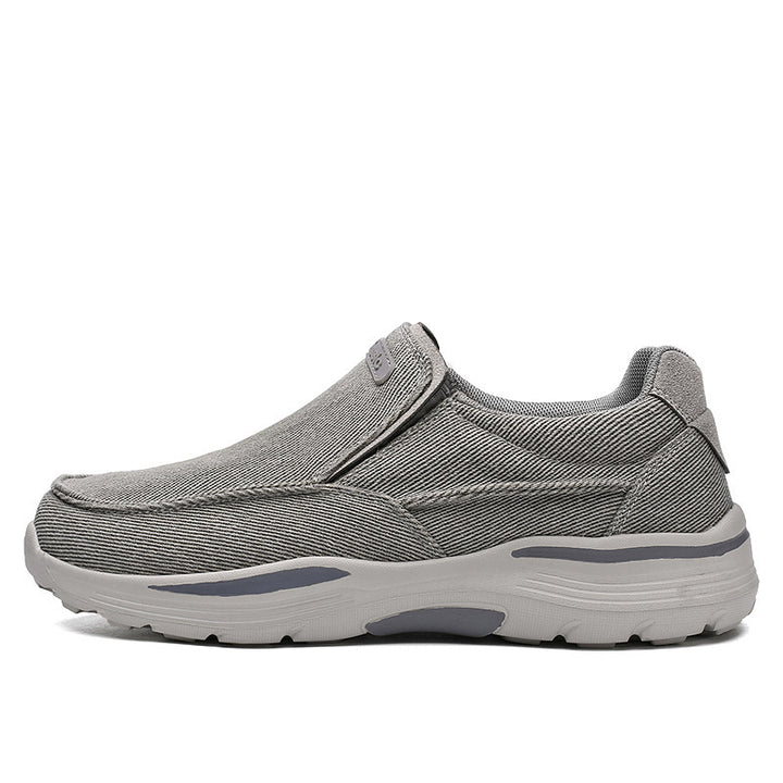 Herren leichte Slip-On Komfortfreizeitsneaker mit atmungsaktivem Canvas und stoßdämpfender Plateausohle Drune