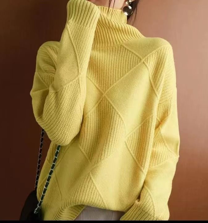 Damen kuscheliger Stehkragenpullover mit strukturiertem Strickmuster Drune