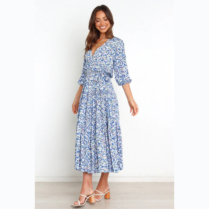 Damen Sommerliches Maxikleid mit freiem Dekolleté und floralem Muster Drune