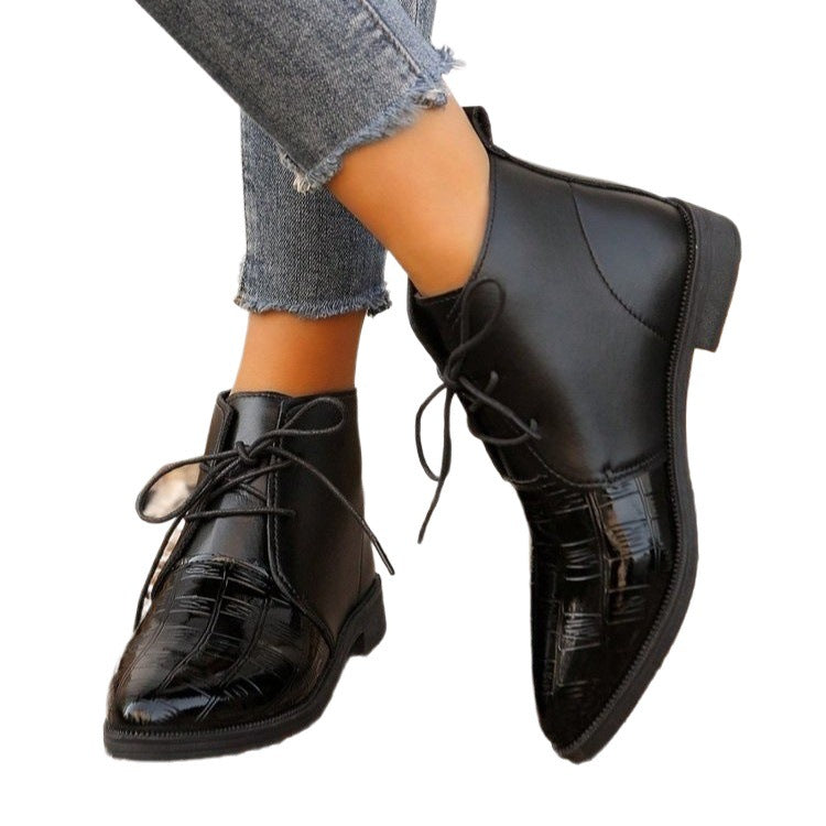 Damen modische stiefeletten mit glänzenden Akzenten und Schnürung Drune