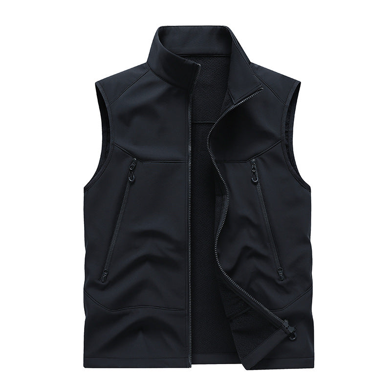 Herren Wasserabweisende Softshell-Weste mit Stehkragen, Reißverschlusstaschen & Atmungsaktivem Futter Drune