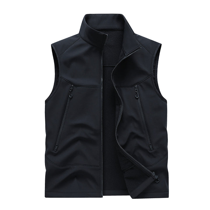 Herren Wasserabweisende Softshell-Weste mit Stehkragen, Reißverschlusstaschen & Atmungsaktivem Futter Drune