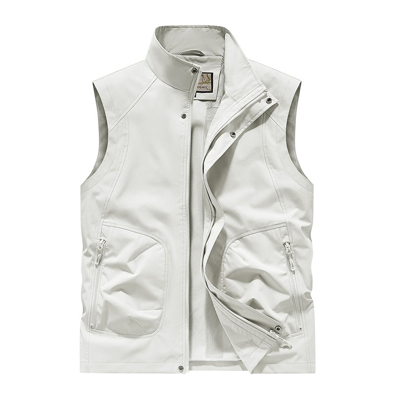 Herren Utility Softshell Weste mit hohem Stehkragen, Reißverschluss & Multifunktions-Taschen Drune