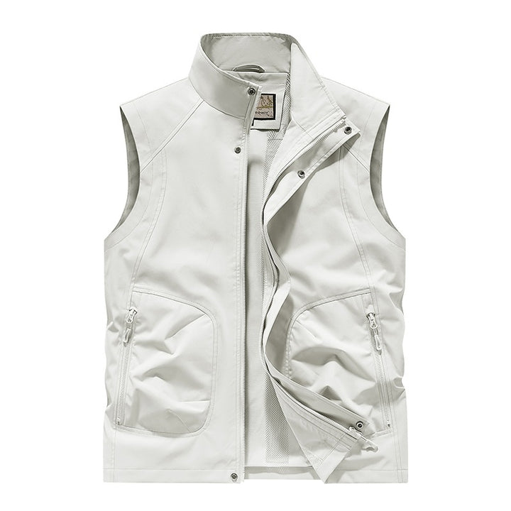 Herren Utility Softshell Weste mit hohem Stehkragen, Reißverschluss & Multifunktions-Taschen Drune