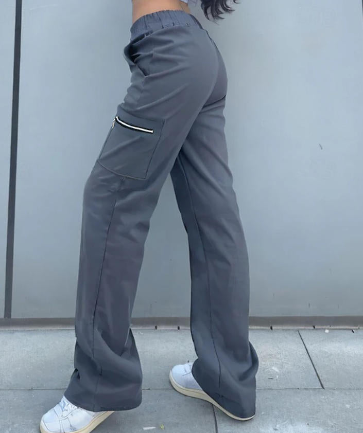 Damen Bequeme Cargo-Hose mit elastischem Bund Drune