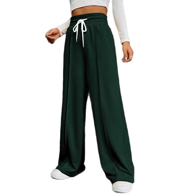 Damen nan weite High-Waist Palazzo-Jogginghose mit Kordelzug und Bügelfalte Drune