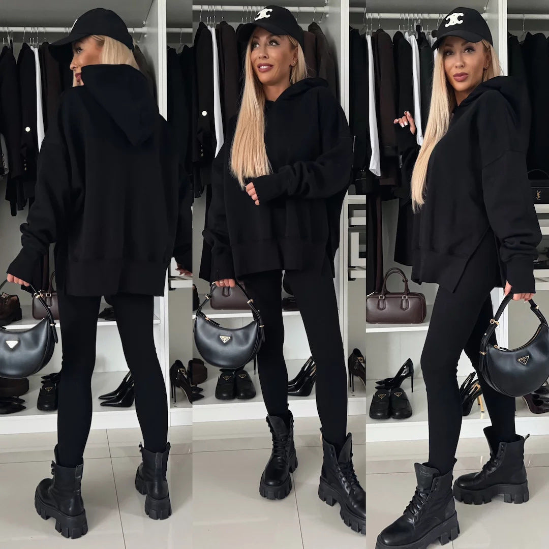 Damen Oversized Kapuzenpullover im Leopardenmuster Drune