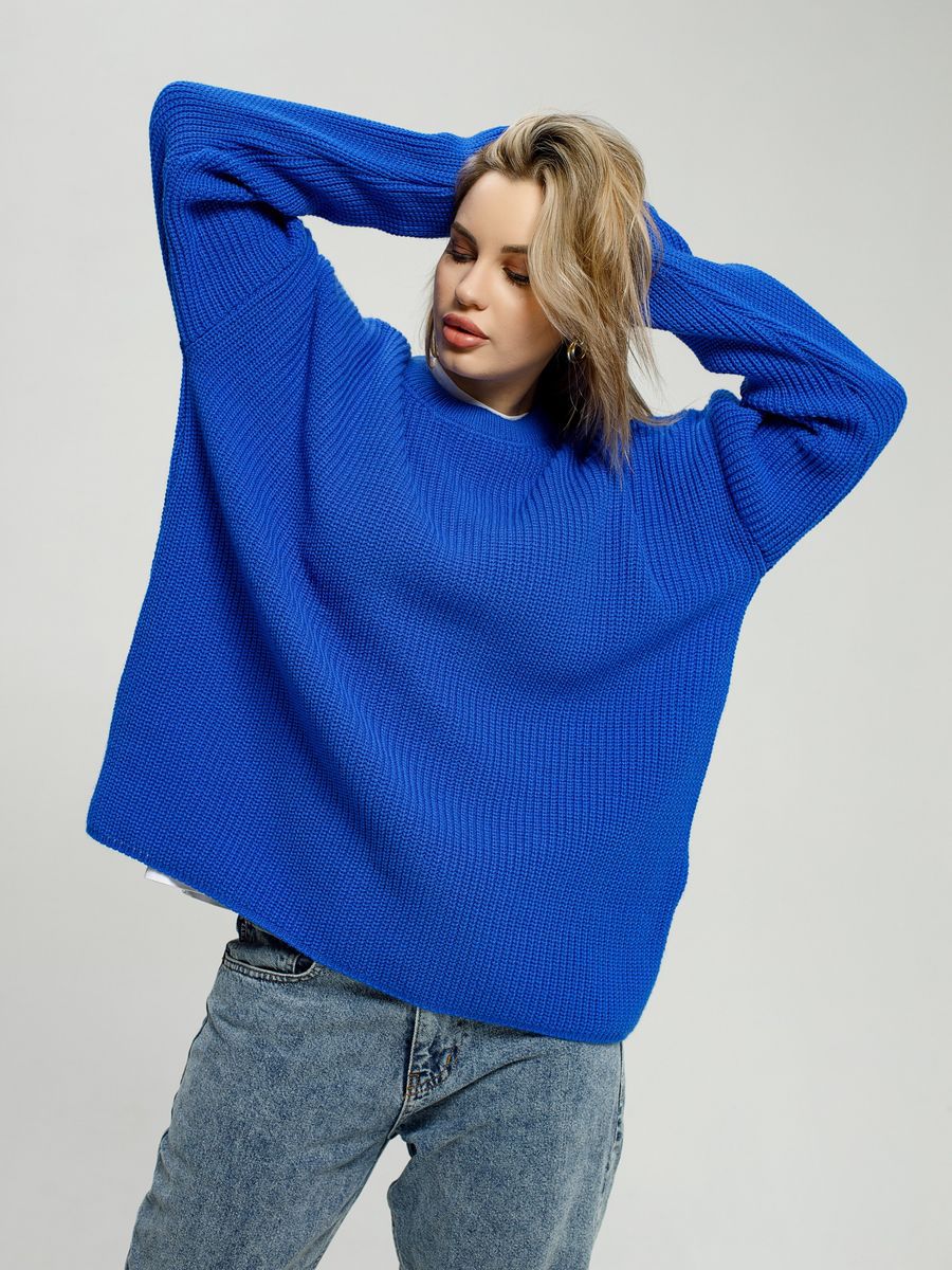 Damen lässiger Oversized Pullover mit strukturiertem Strickmuster Drune