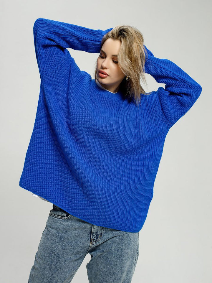 Damen lässiger Oversized Pullover mit strukturiertem Strickmuster Drune