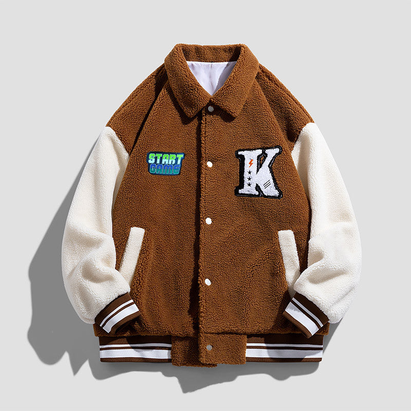 Unisex modische Collegejacke mit gesticktem Logo Drune