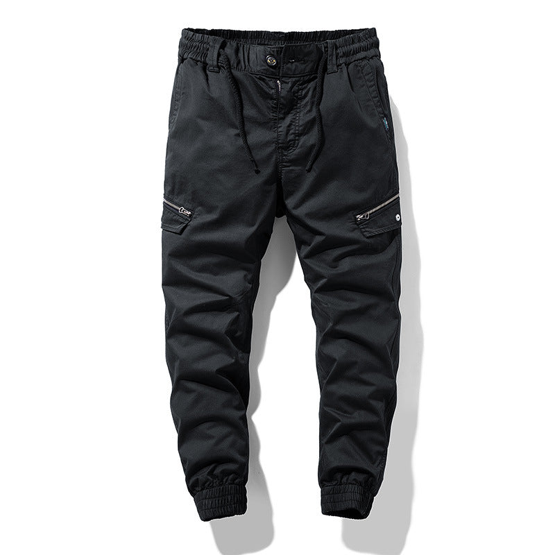 Herren Multifunktionale Cargo-Jogginghose mit Tunnelzugbund, Reißverschluss-Taschen und geripptem Knöchelbündchen Drune