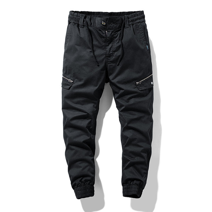 Herren Multifunktionale Cargo-Jogginghose mit Tunnelzugbund, Reißverschluss-Taschen und geripptem Knöchelbündchen Drune