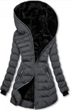 Damen Langjacke mit Kuschelfutter und hohen Kragen Drune
