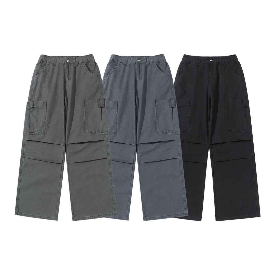 Damen Weite High‑Waist Cargo‑Hose mit aufgesetzten Taschen und verstärkten Kniepartien Drune