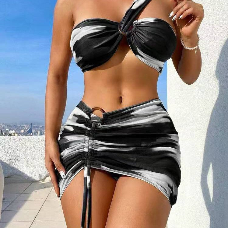 Damen Cropped Bikini-Set mit verspieltem Rüschendesign und elegantem Bindeträgersystem Drune