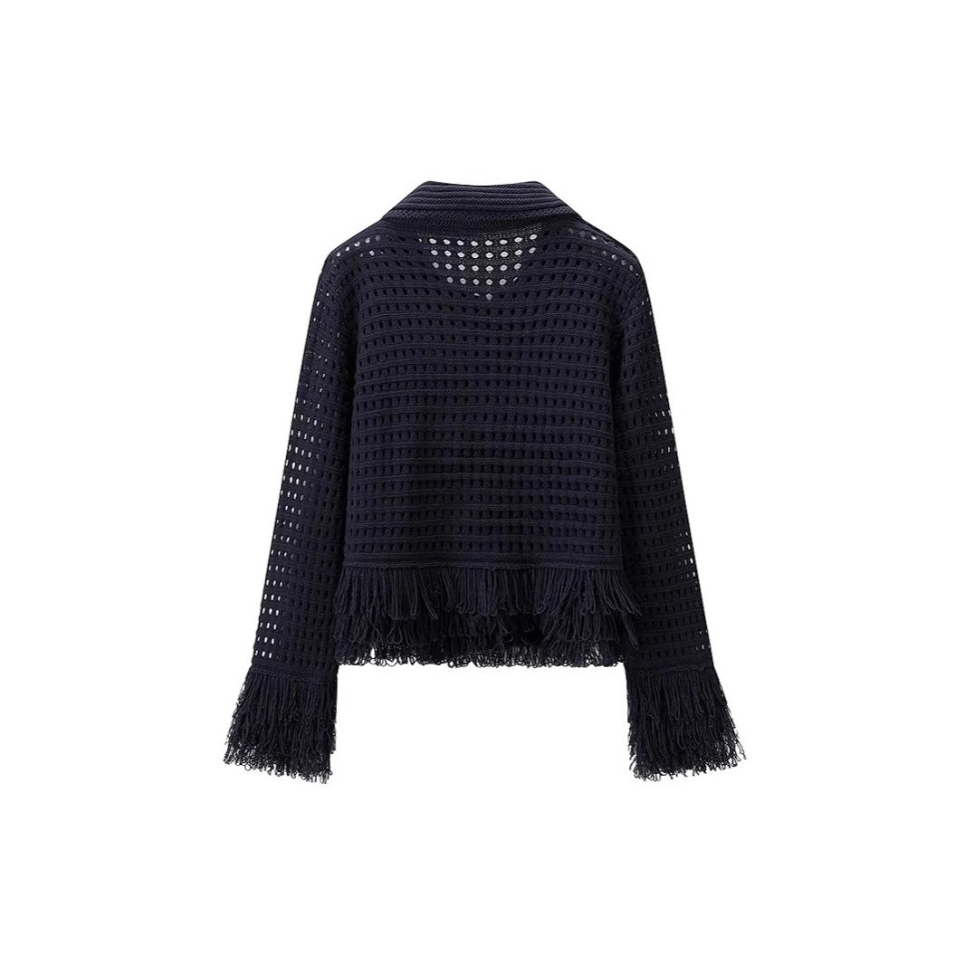 Damen Midirock mit fransiertem Saum und strukturiertem Design Drune