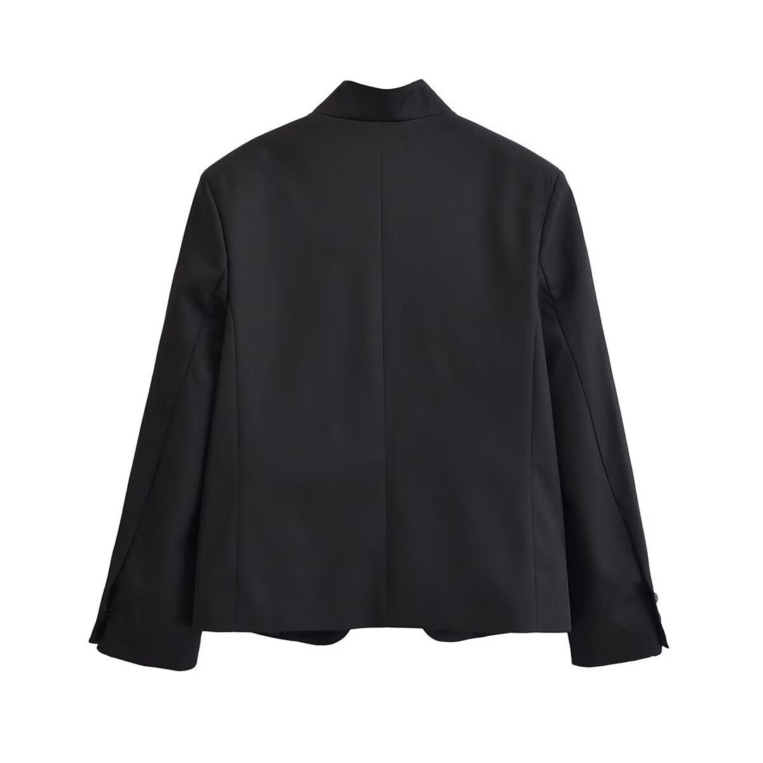 Damen Kurzblazer mit Stehkragen und asymmetrischer Knopfleiste Drune