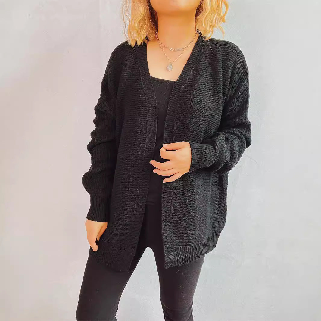 Damen Strickjacke mit strukturiertem Häkelmuster und offenen Vorderteilen Drune