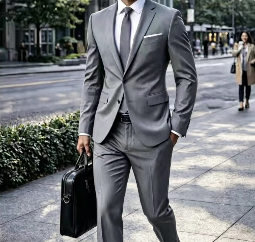 Herren Zweiteiliger Slim-Fit Businessanzug mit tailliertem Revers und schlanker Anzughose Drune
