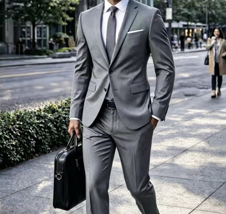Herren Zweiteiliger Slim-Fit Businessanzug mit tailliertem Revers und schlanker Anzughose Drune