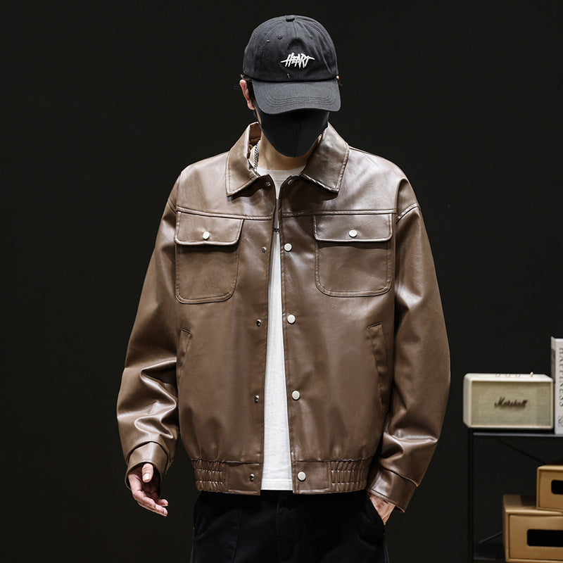 Herren Elegante und lässige Kunstlederjacke
