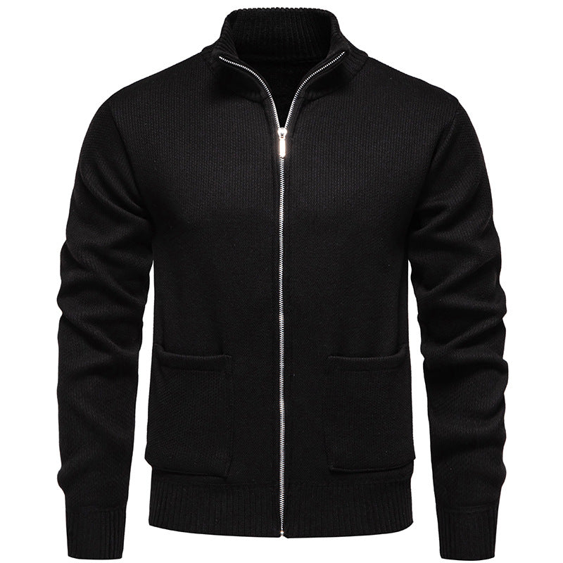 Herren Feinstrick-Zipjacke mit Stehkragen und aufgesetzten Taschen Drune