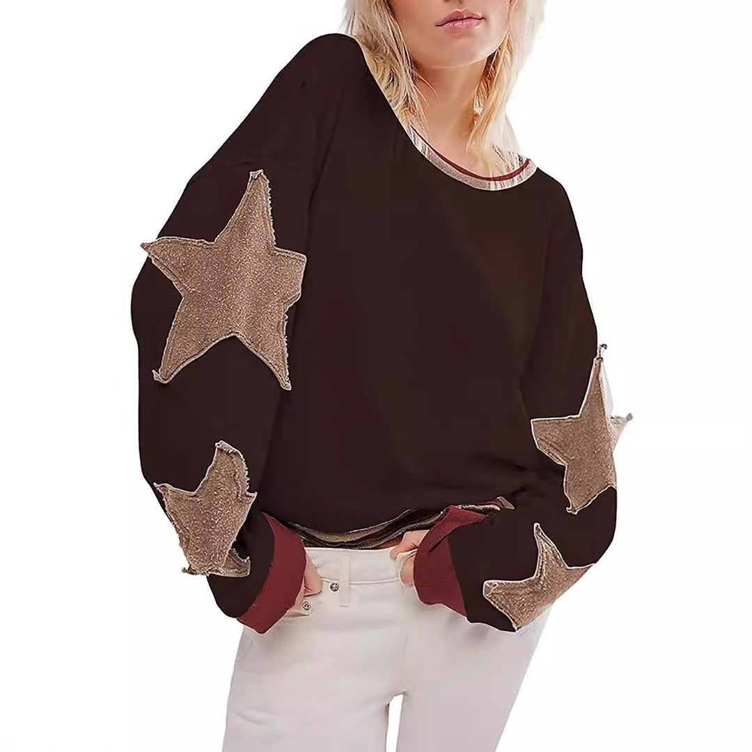 Damen lässiger Pullover mit Sternen-Design Drune