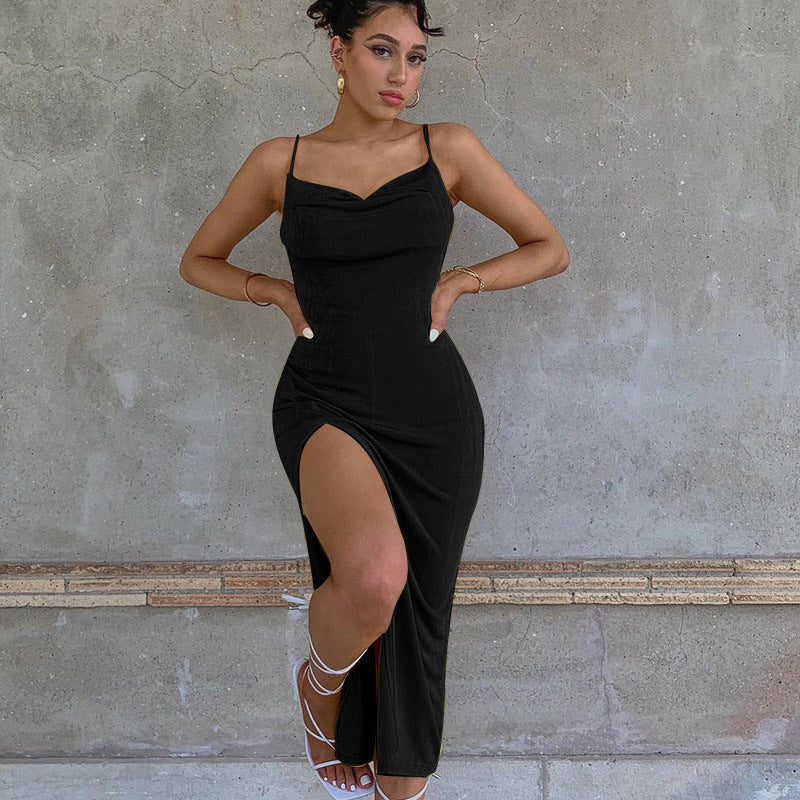 Damen figurbetontes Abendkleid mit elegantem Schlitz Drune
