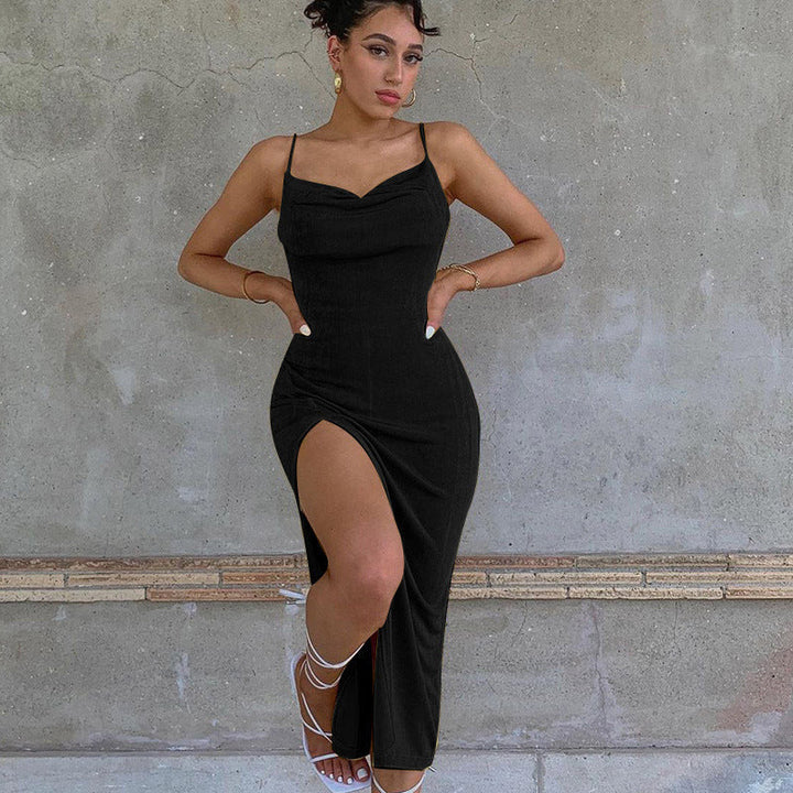 Damen figurbetontes Abendkleid mit elegantem Schlitz Drune