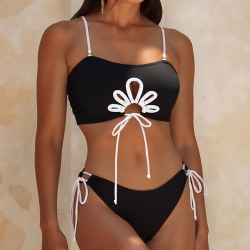 Damen Bikini-Set mit modischem Cut-Out und verspielten Bindebändern Drune