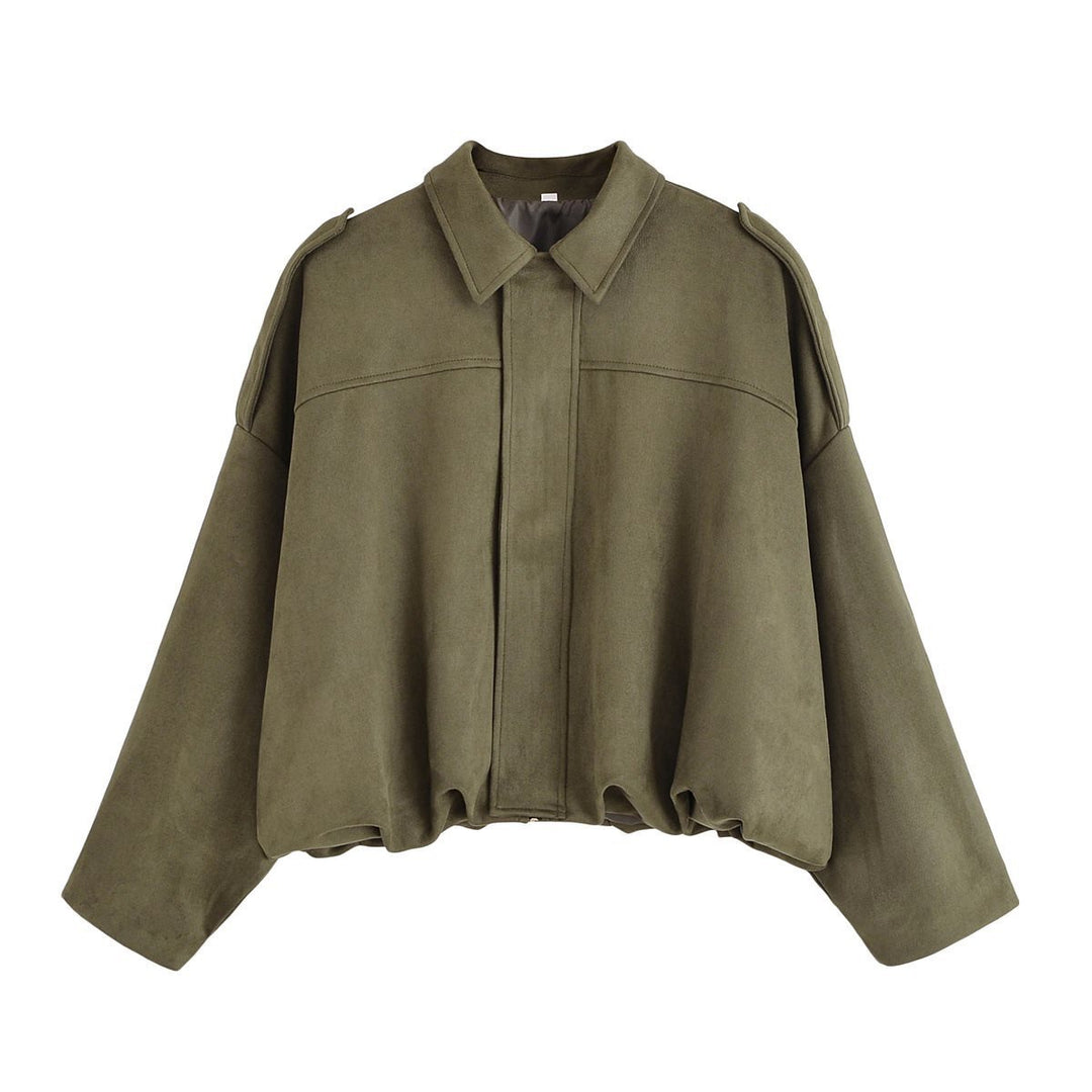 Damen Oversize Wildlederimitat-Kurzjacke Drune