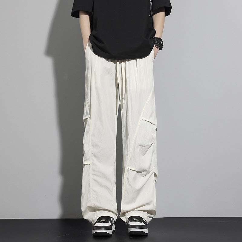Herren Utility-Cargo-Loungehose mit Tunnelzugbund, Mehrfachtaschen & weitem Bein Drune