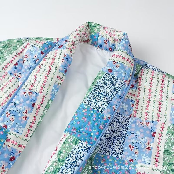 Damen Steppjacke im Patchwork-Quiltstil mit Schalkragen und aufgesetzten Taschen Drune