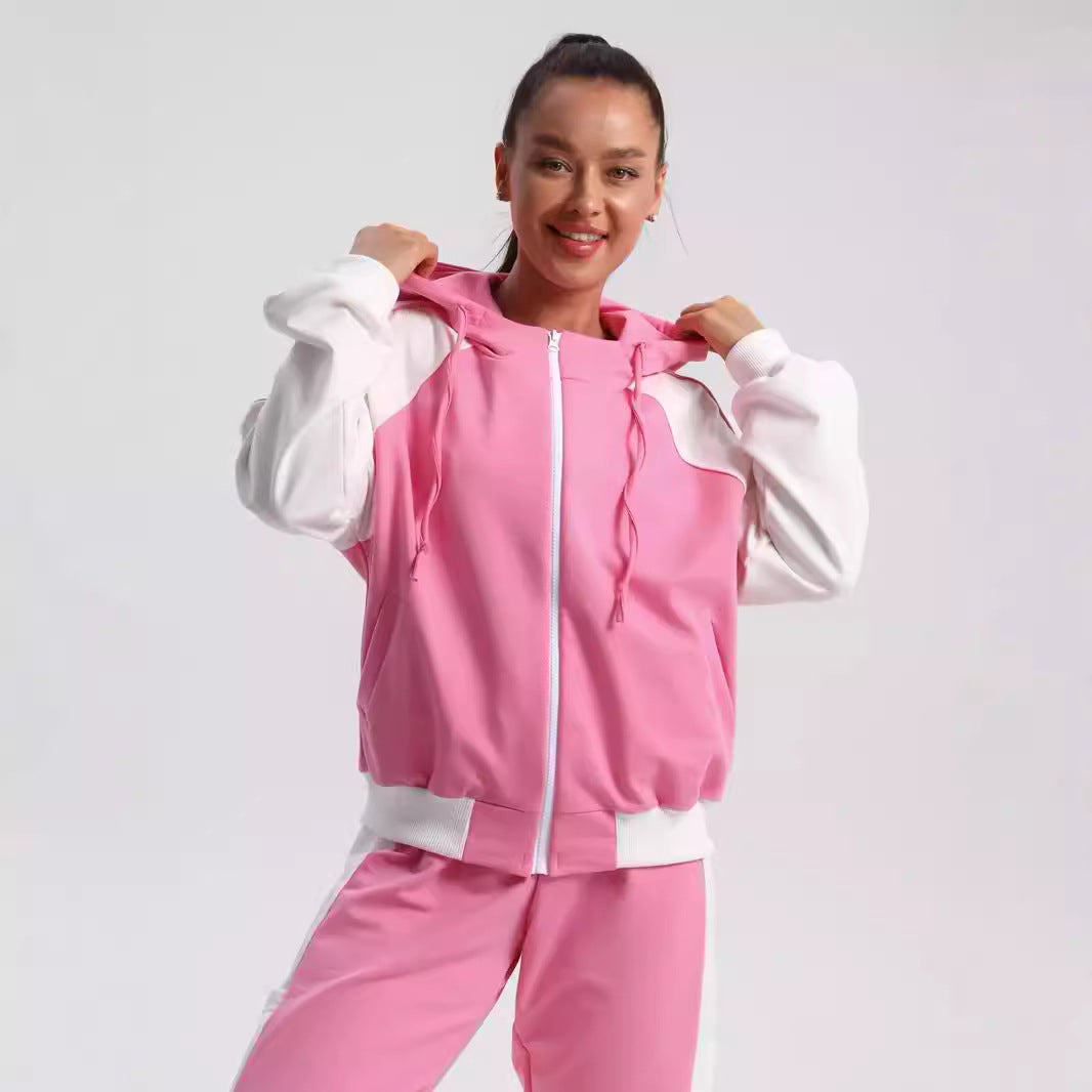 Damen sportliches Freizeitset mit modischem Hoodie und bequemer Jogginghose Drune