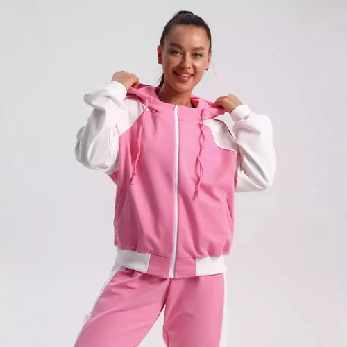 Damen sportliches Freizeitset mit modischem Hoodie und bequemer Jogginghose Drune