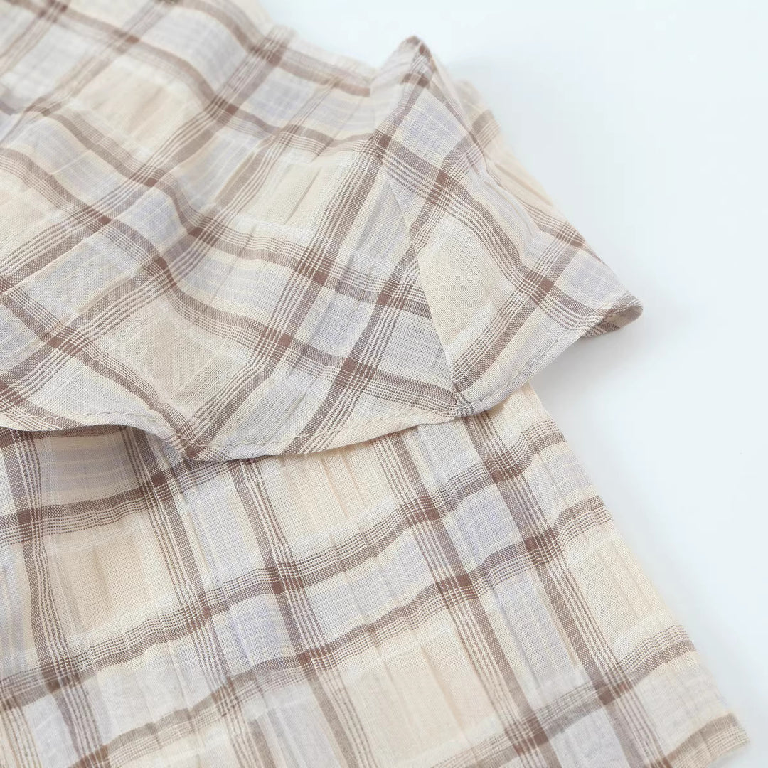 Damen Cropped Blusenoberteil mit Cape-Überwurf und Stehkragen Drune