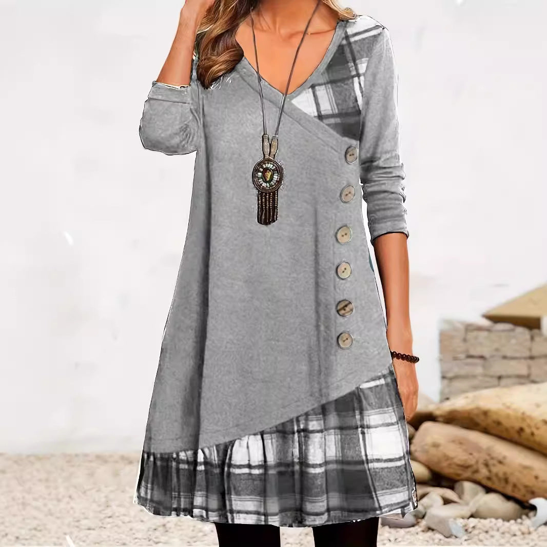 Drune | Klassischer Look Karierte Langarmkleid
