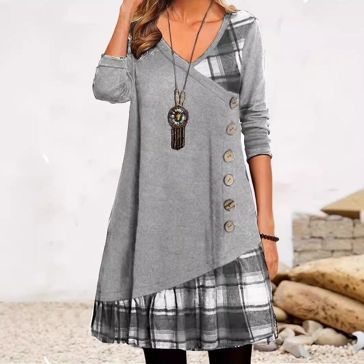 Drune | Klassischer Look Karierte Langarmkleid