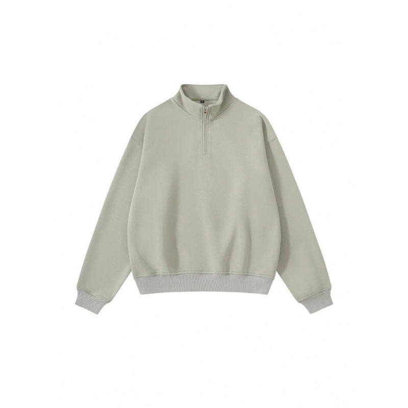 Unisex Oversize-Halbzip-Sweatshirt aus Baumwollmix mit Stehkragen und Rippbündchen Drune