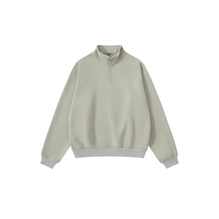 Unisex Oversize-Halbzip-Sweatshirt aus Baumwollmix mit Stehkragen und Rippbündchen Drune