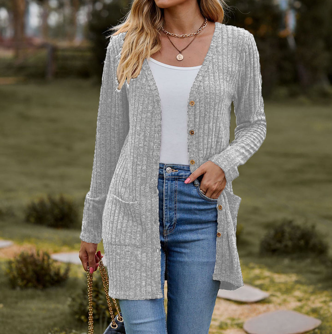Damen Strickjacke mit langen Ärmeln und praktischen Taschen Drune