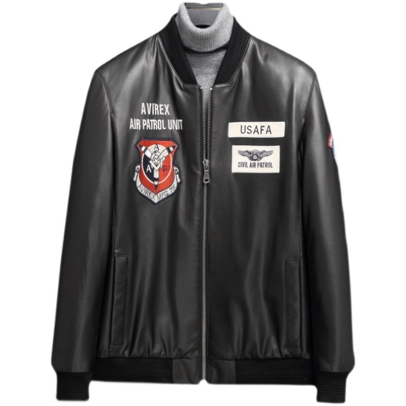 Herren Modische Kunstlederjacke mit kreativen Applikationen Drune