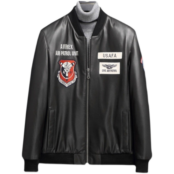 Herren Modische Kunstlederjacke mit kreativen Applikationen Drune