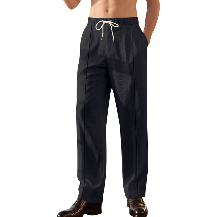 Herren nan Relax-Freizeithose mit elastischem Tunnelzugbund, dekorativer Bügelfalte und seitlichen Eingrifftaschen Drune