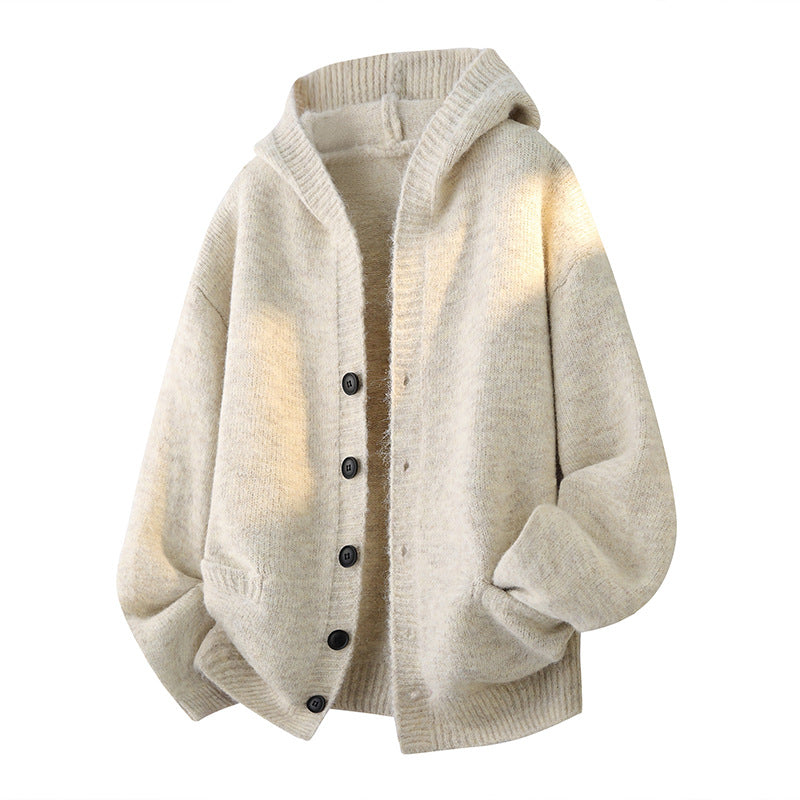 Herren Oversize-Strickcardigan mit Schalkragen, Knopfleiste und Eingrifftaschen Drune