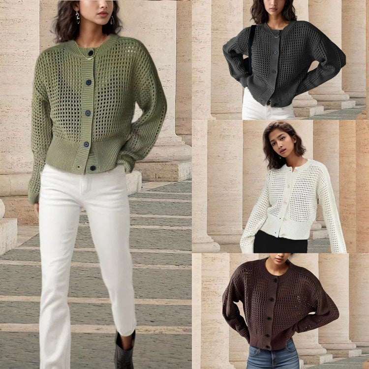 Damen luftiger Strick-Cardigan mit einzigartiger Maschenstruktur Drune