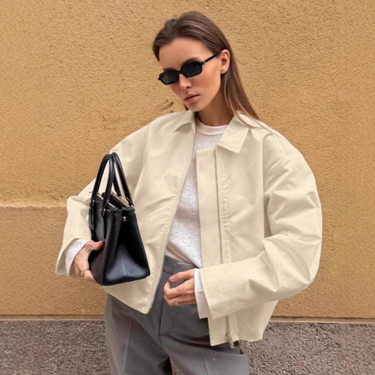 Damen Oversized Utility-Jacke mit modernem Zip-Design Drune